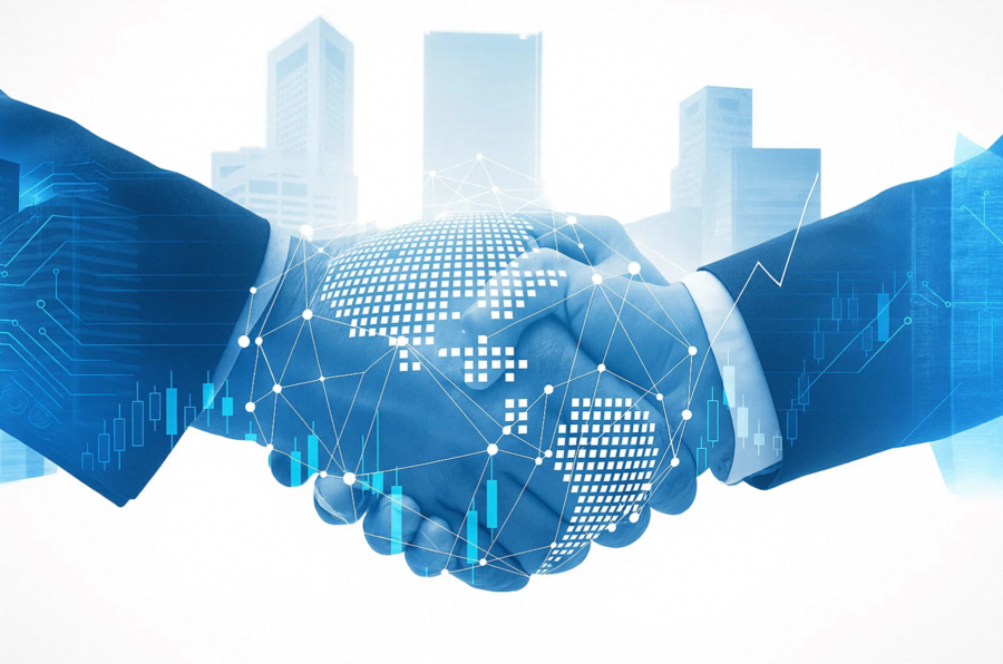 花瓣素材_常规内容-科技风系列科技城市握手合作背景_194501302.png
