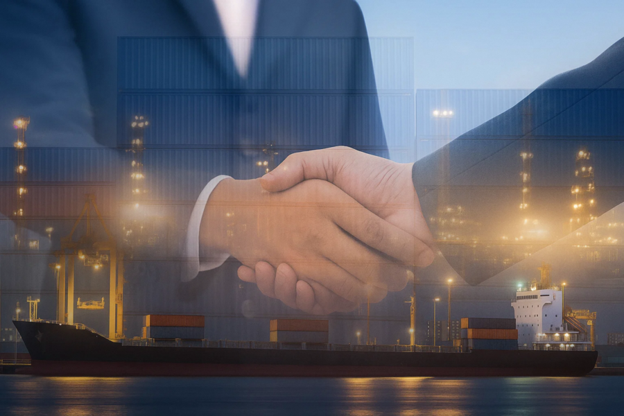 花瓣素材_常规内容-科技风系列轮船交易握手背景_194501169.png